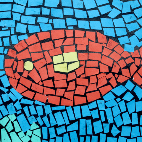 A fish made in paper tiles