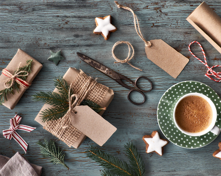 Image of craft supplies on a wooden table