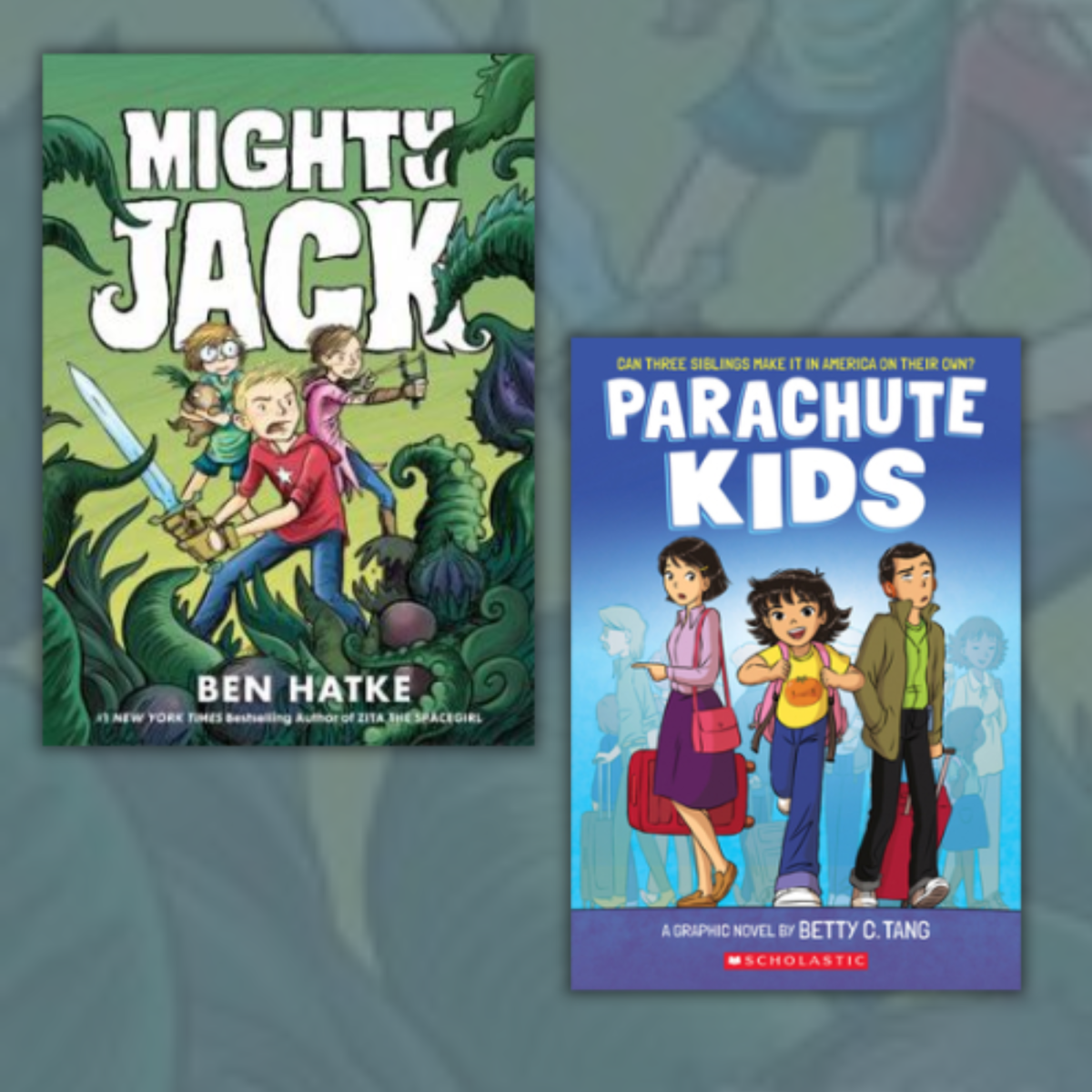 Book covers of Mighty Jack and Parachute Kids